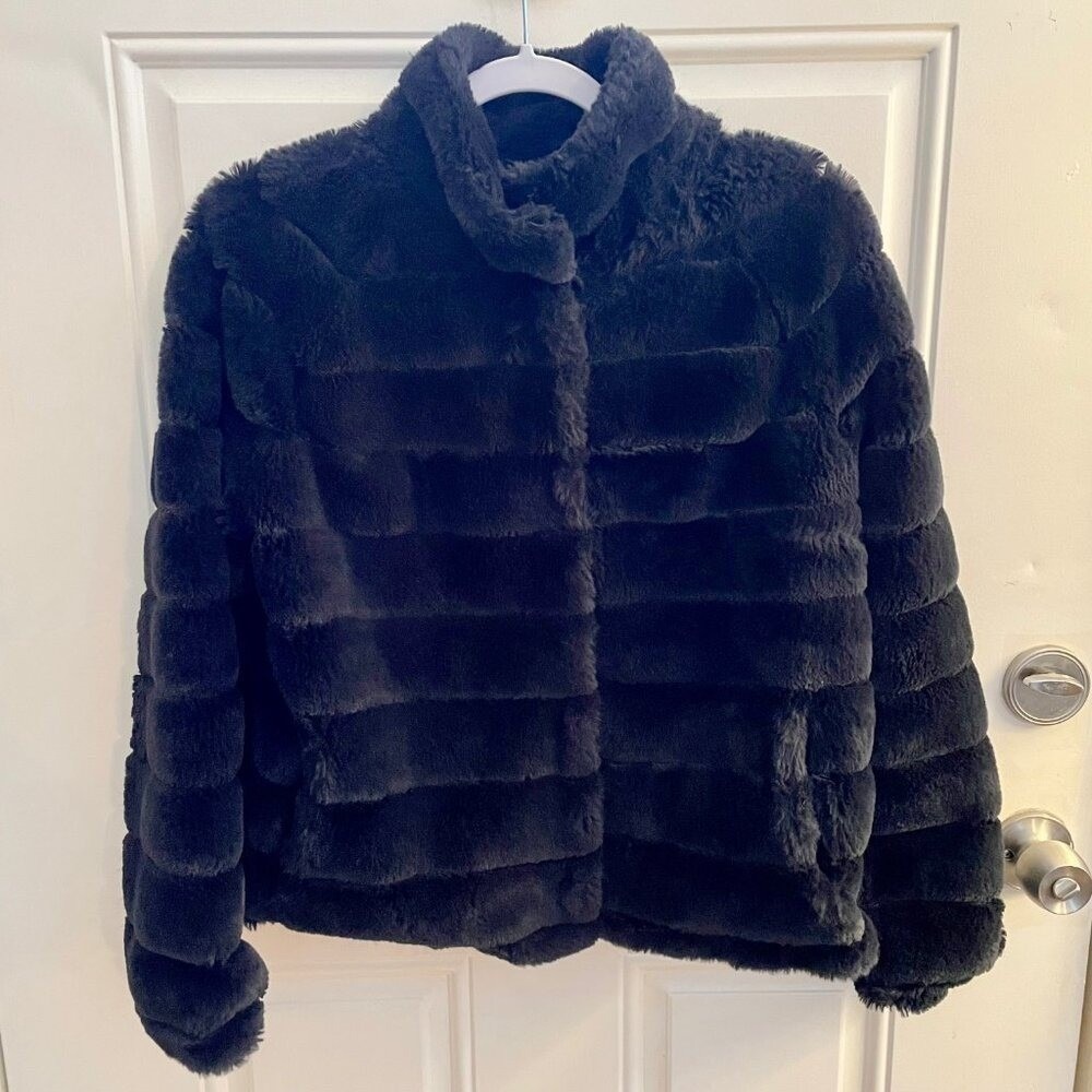 Rino & Pelle faux fur navy blue bomber jacket 36 - Picture 10 of 10